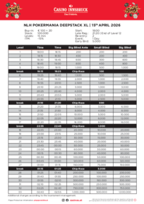 Turnierstruktur Deepstack XL Pokermania Innsbruck