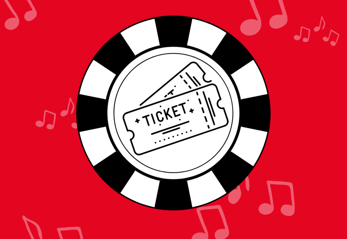 Jeton, Tickets, roter Hintergrund, Musik