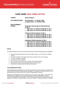 Cash Game High Hand Bonus Oktober Casino Bregenz 
