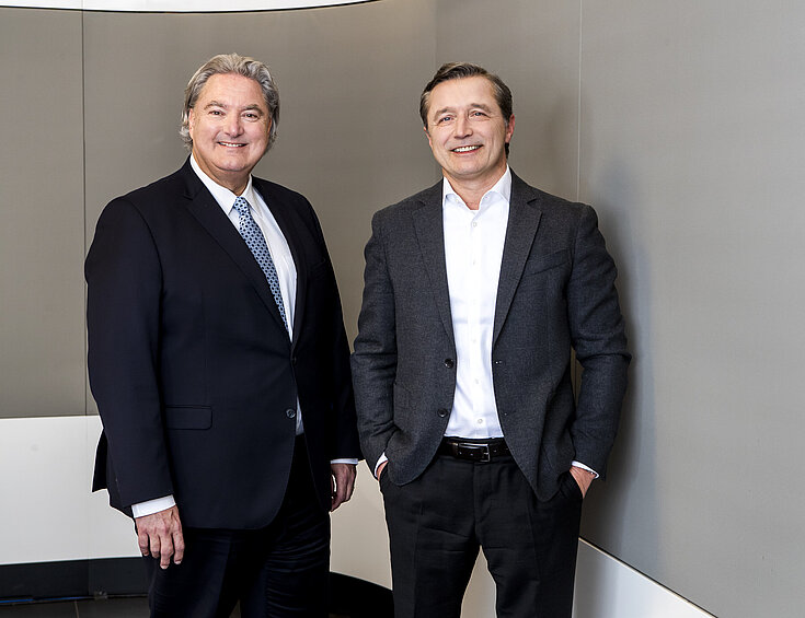 Achim Biniek Generaldirektor Erwin van Lambaart und Vorstandskollege Martin Skopek