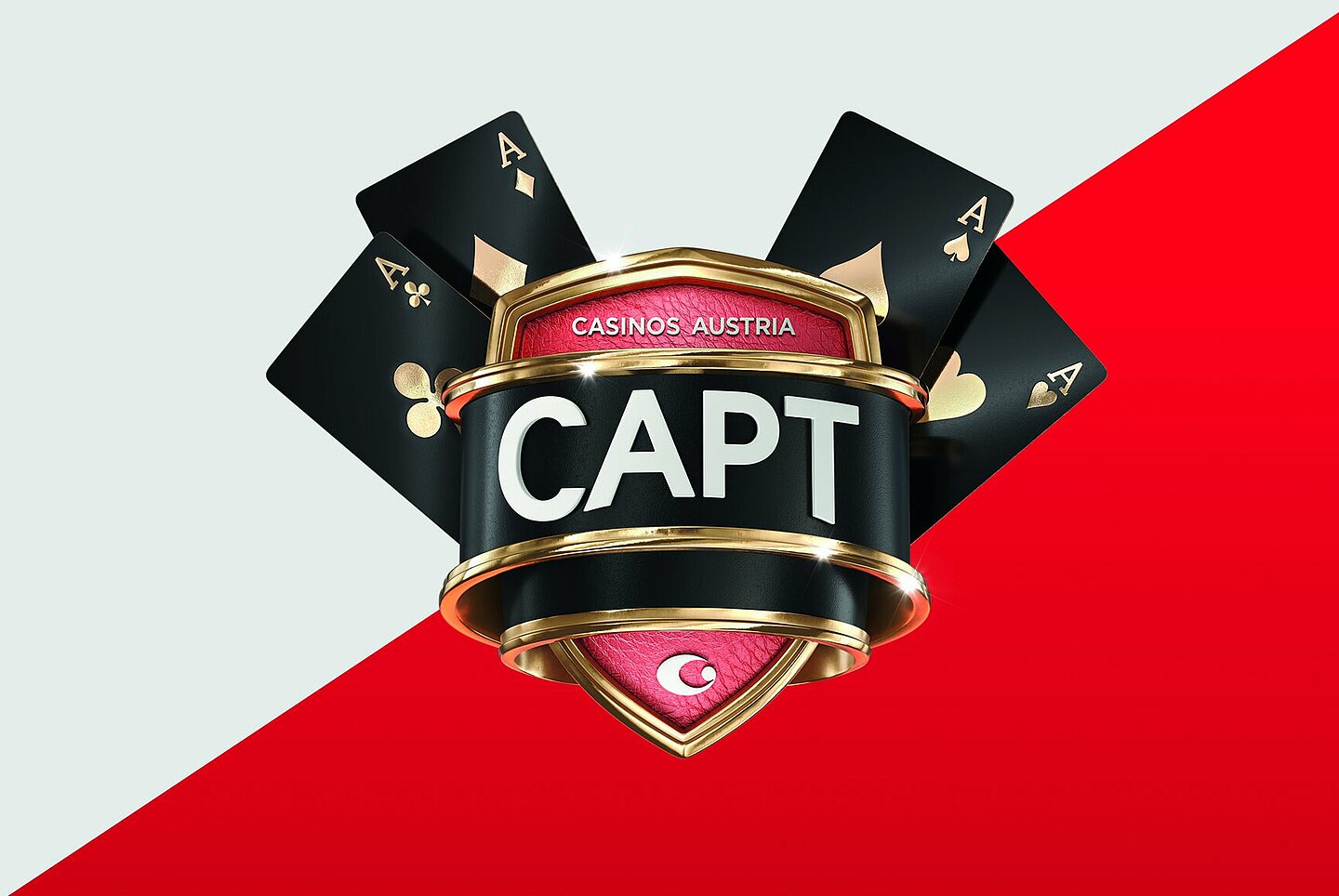 Casinos Austria Poker Tour Logo auf rot-weißem Hintergrund