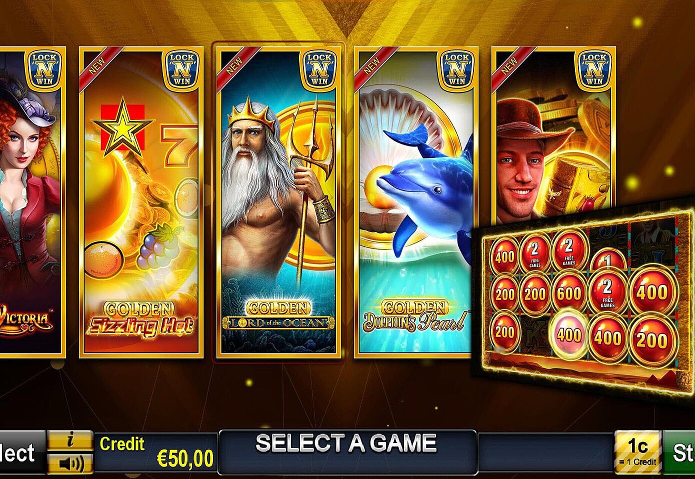 verschiedene Spiele des Automaten Golden Link Casino Seefeld