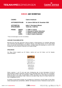 Teilnahmebedingungen Bingo Casino Innsbruck 