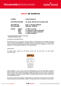 Teilnahmebedingungen Bingo Casino Innsbruck 