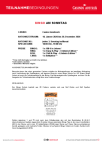 Teilnahmebedingungen Bingo Casino Innsbruck 