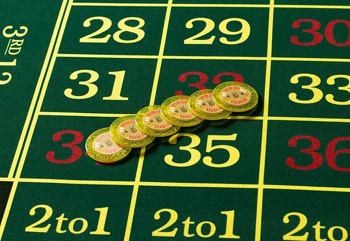Roulette Tisch 6 Begrüßungsjetons zu 5 Euro