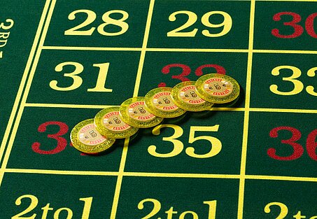 Roulette Tisch 6 Begrüßungsjetons zu 5 Euro