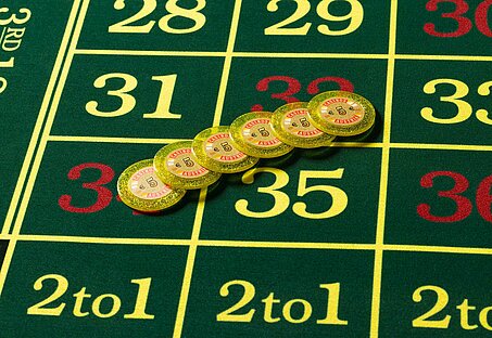 Roulette Tisch 6 Begrüßungsjetons zu 5 Euro