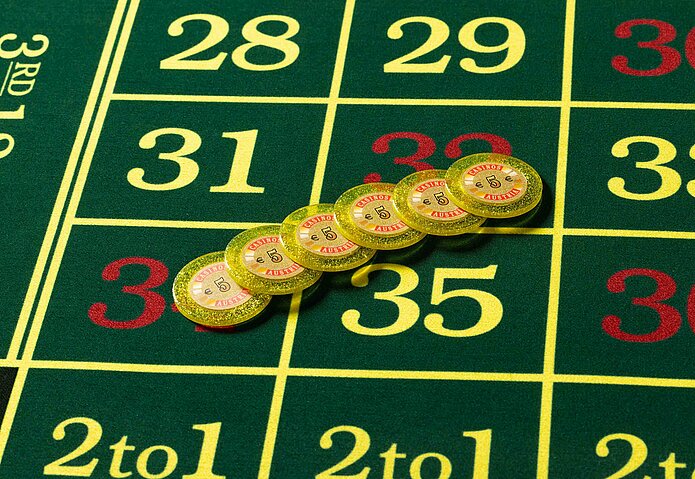 Roulette Tisch 6 Begrüßungsjetons zu 5 Euro