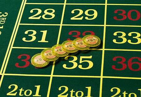 Roulette Tisch 6 Begrüßungsjetons zu 5 Euro