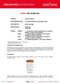 Casino Bregenz Bingo Teilnahmebedingungen 