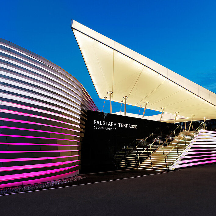 Casino Restaurant Bregenz Cloud Lounge Außenansicht bei Nacht