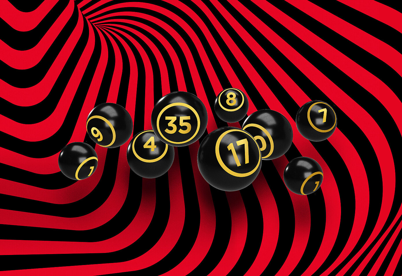 Bingo Zahlen auf rot-schwarzem Hintergrund