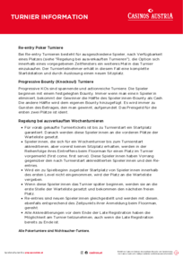 Informationen zu Re-entries, Progressive Turnieren und mehr
