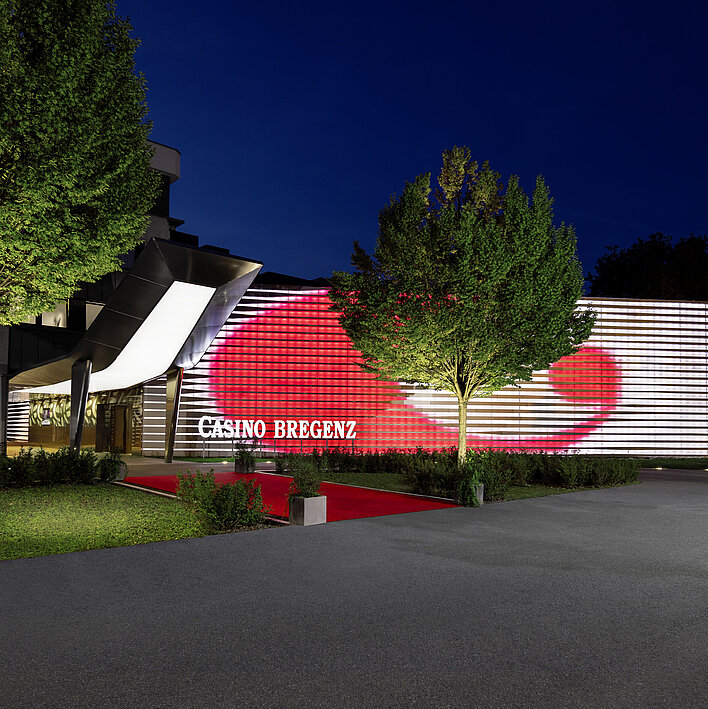 Casino Bregenz Außenansicht bei Nacht