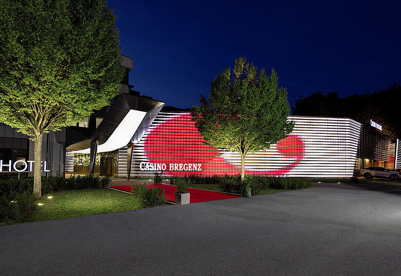 Casino Bregenz Außenansicht bei Nacht