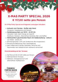 X-Mas Party Angebot Congress Center Baden 2026