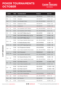 Poker Tournaments in October