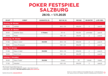 Turnierplan Poker Festspiele 2025