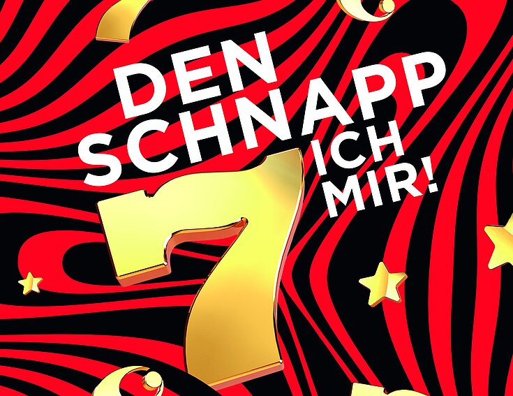 Casinos Austria Mystery Pot Promotion Sujet schwarz roter Hintergrund mit Automatensymbolen