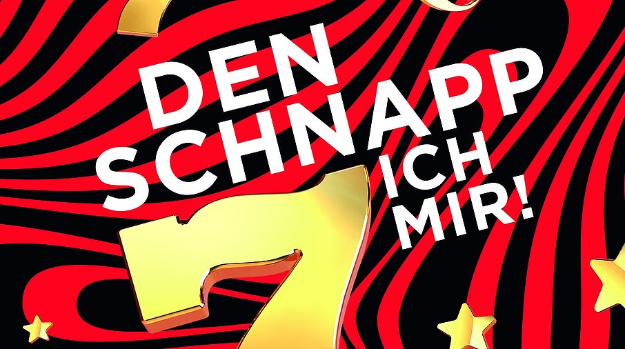 Mystery Pot Promotion Sujet schwarz roter Hintergrund mit Automatensymbolen