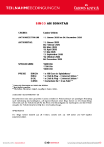 Teilnahmebedingungen für Bingo 2026
