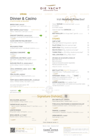 Dinner & Casino Menü ab April 2026 englisch