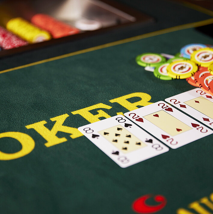 Poker Karten Flop und Jeton Pot