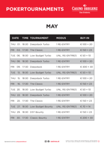 Casino Bregenz Poker Turnierplan Englisch 