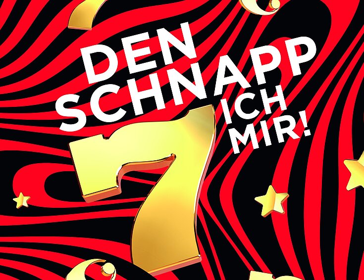 Mystery Pot Promotion Sujet schwarz roter Hintergrund mit Automatensymbolen