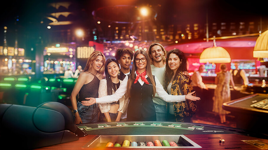 Fun & Friends Table Gruppe mit Croupière am Black Jack Tisch