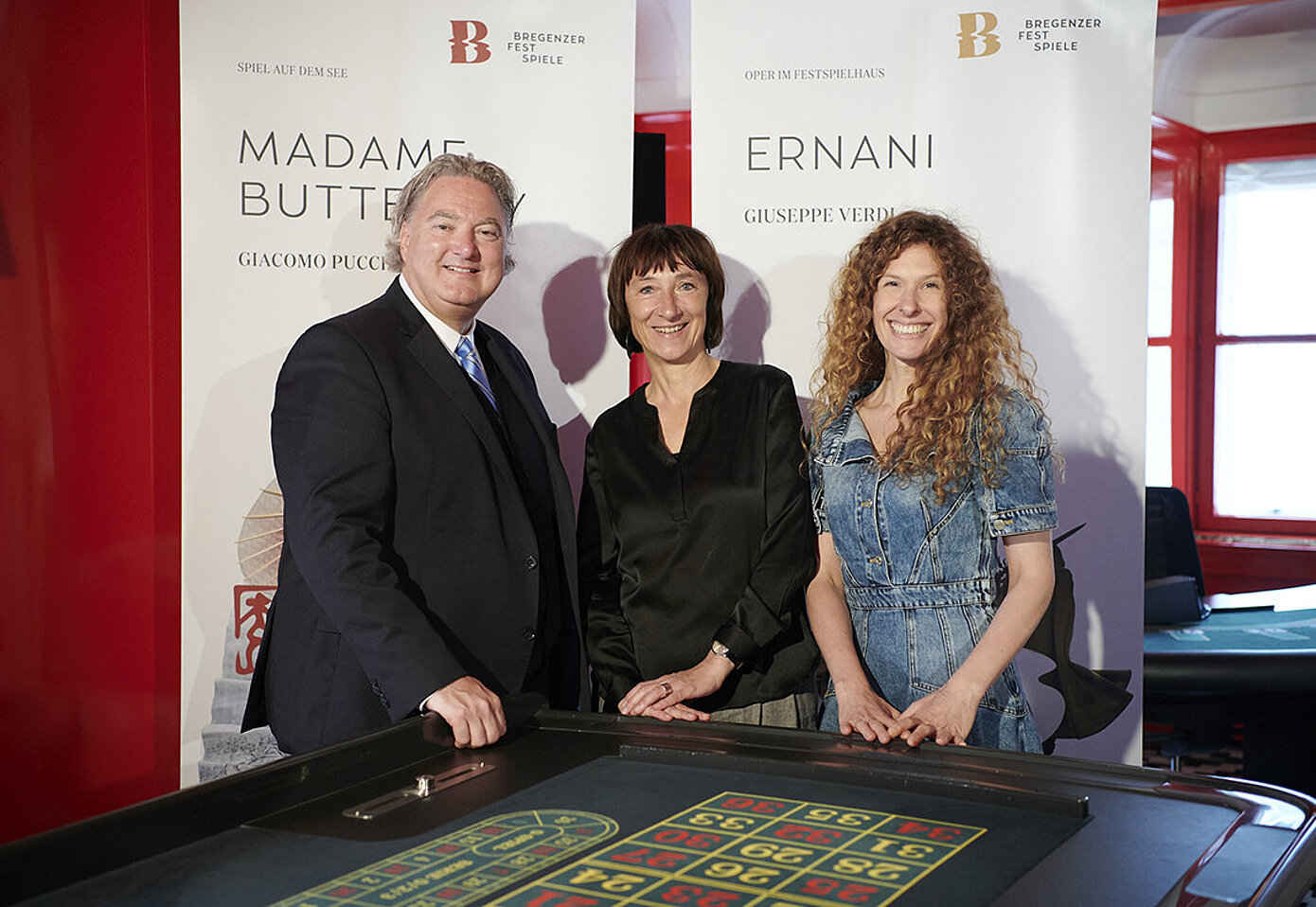 Pressekonferenz Bregenzer Festspiele Erwin van Lambaart, Elisabeth Sobotka, Lotte de Beer