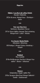 Beispielmenü Chef's Table – fine dining