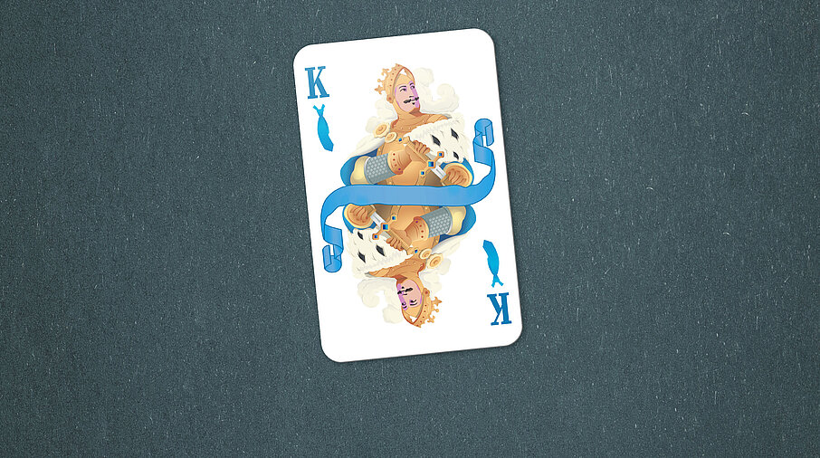 Blue Casino Night Keyvisual Spielkarte König mit Krawatte