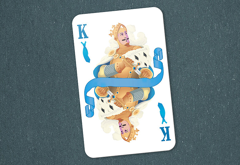 Blue Casino Night Keyvisual Spielkarte König mit Krawatte
