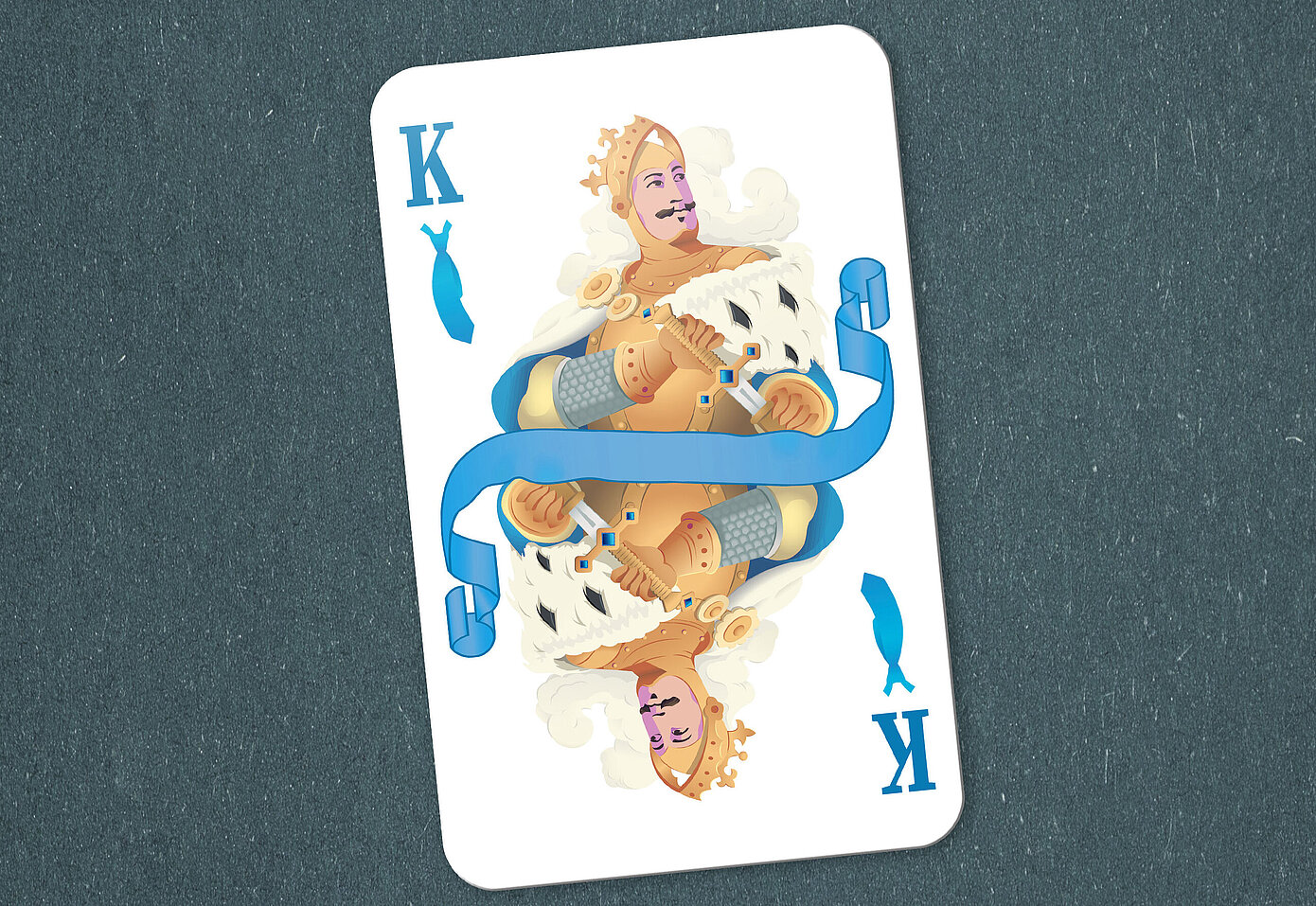 Blue Casino Night Keyvisual Spielkarte König mit Krawatte