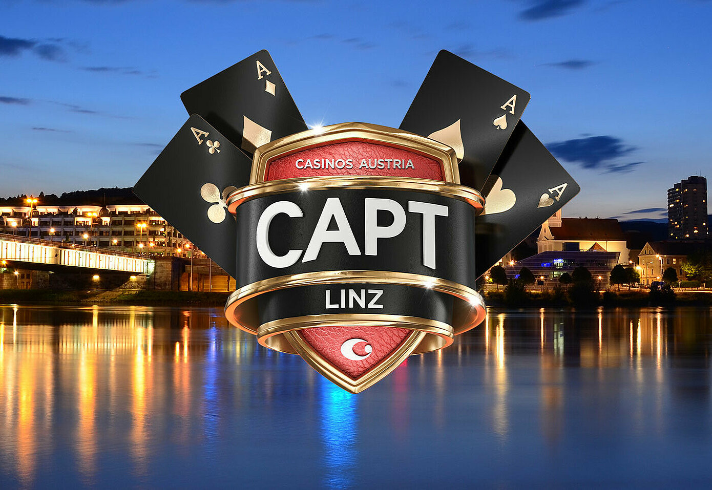 CAPT Linz Logo vor Stadtbild Linz an der Donau