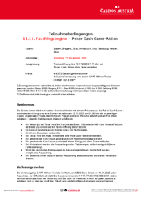 Teilnahmebedingungen Fasching Poker Cash Game Aktion