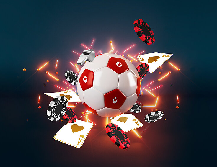 Casinos Austria WM Promotion Fußball mit Jetons und Karten