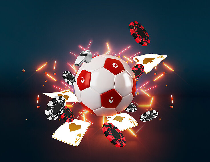 Casinos Austria WM Promotion Fußball mit Jetons und Karten
