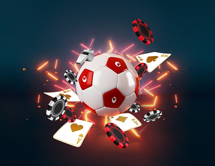 Casinos Austria WM Promotion Fußball mit Jetons und Karten