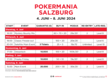Turnierplan Pokermania Salzburg 2024