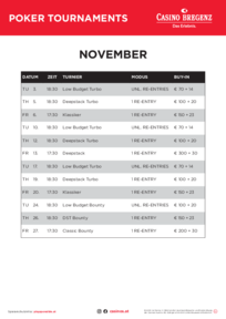 Poker tournament november 2026