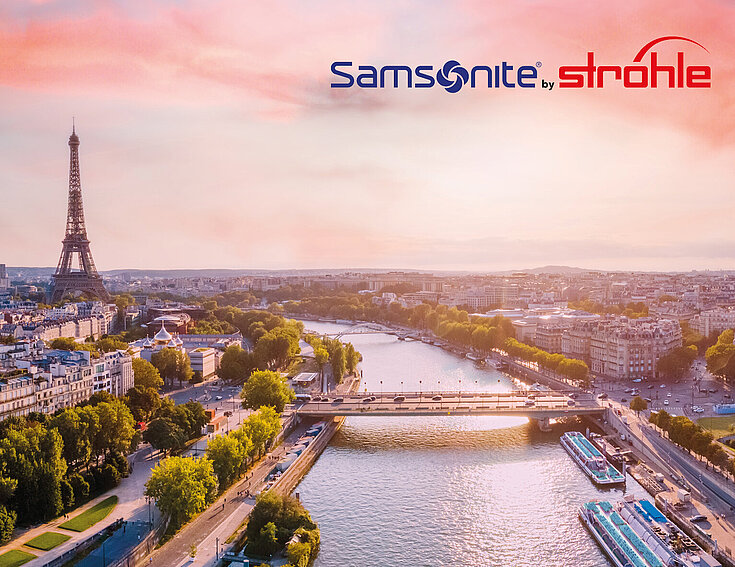 Bild von Paris während dem Sonnenuntergang mit dem Blick auf die Seine und den Eiffelturm.