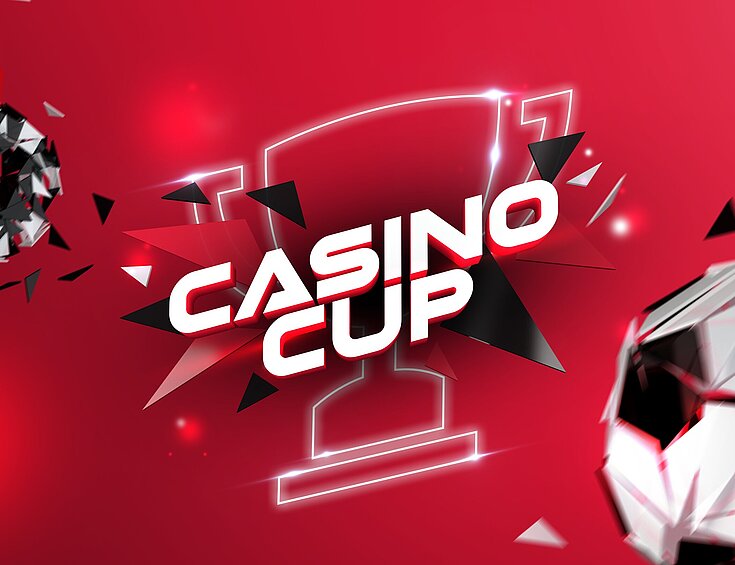 PULS 4 Casino Cup Logo mit Pokal, Fußball und Jetons
