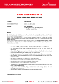 Teilnahmebedingungen X-Mas Cash Game Days