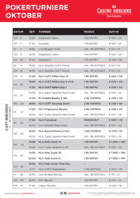 Turnierplan Oktober 