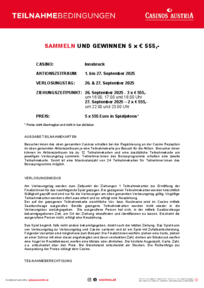 Teilnahmebedingungen, Sammeln & Gewinnen, 1. bis 27. September 2025, Gewinne 5 x € 555