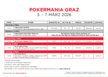 Turnierplan Pokermania Graz 2026