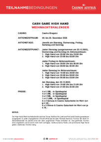 Teilnahmebedingungen Cash Game High Hand Kalender 
